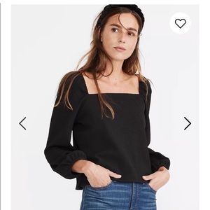 NWT madewell crepe square neck puff sleeve top | small